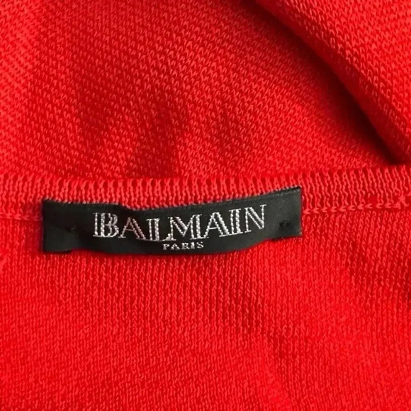 Balmain red knit cut out jumpsuit size 38  Flared Halter Runway 2015 US size 6 - Picture 10 of 16